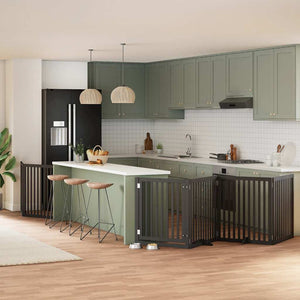 Vidaxl hondenhek inklapbaar 6 panelen 480 cm populierenhout zwart