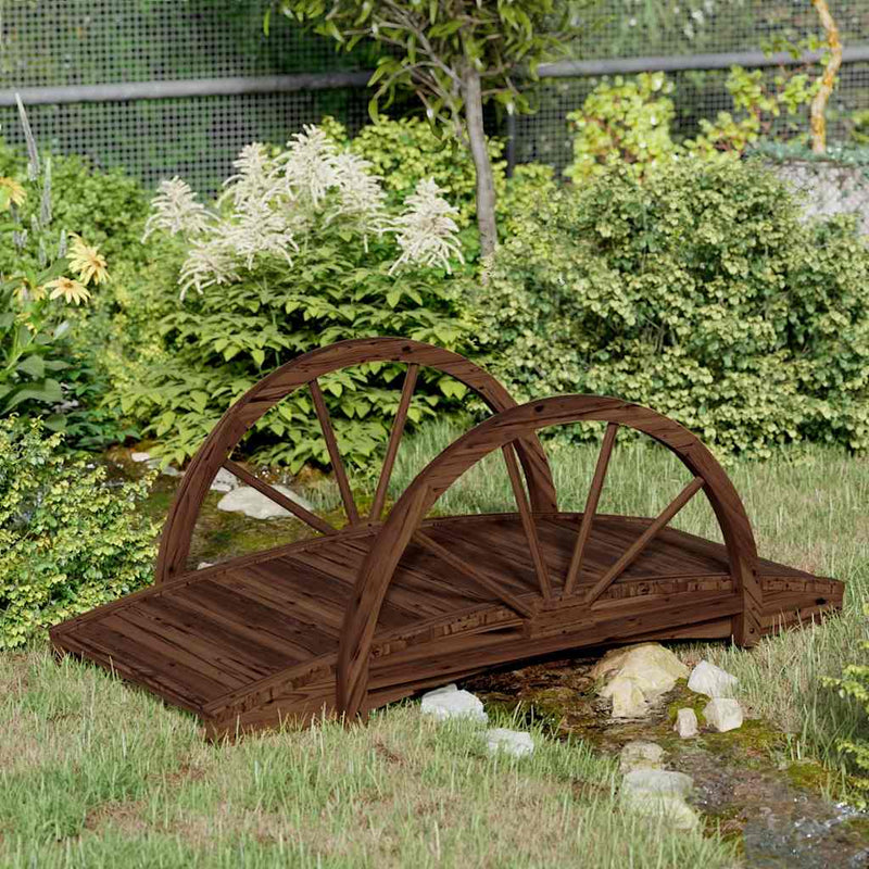 Load image into Gallery viewer, Vidaxl tuinbrug met half wiel 99x50x38 cm massief vurenhout
