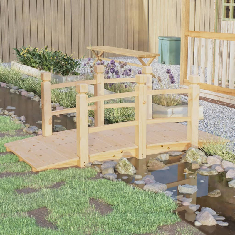 ギャラリービューアに画像をロードする, Vidaxl tuinbrug met leuningen 150x67x56 cm massief vurenhout
