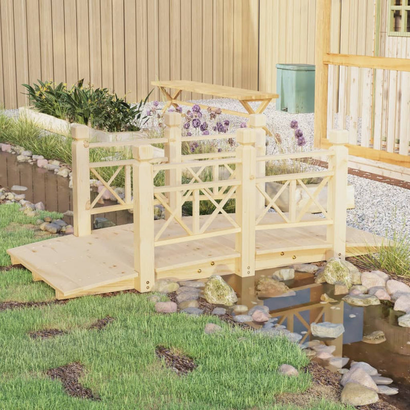Load image into Gallery viewer, Vidaxl tuinbrug met leuningen 150x67x56 cm massief vurenhout
