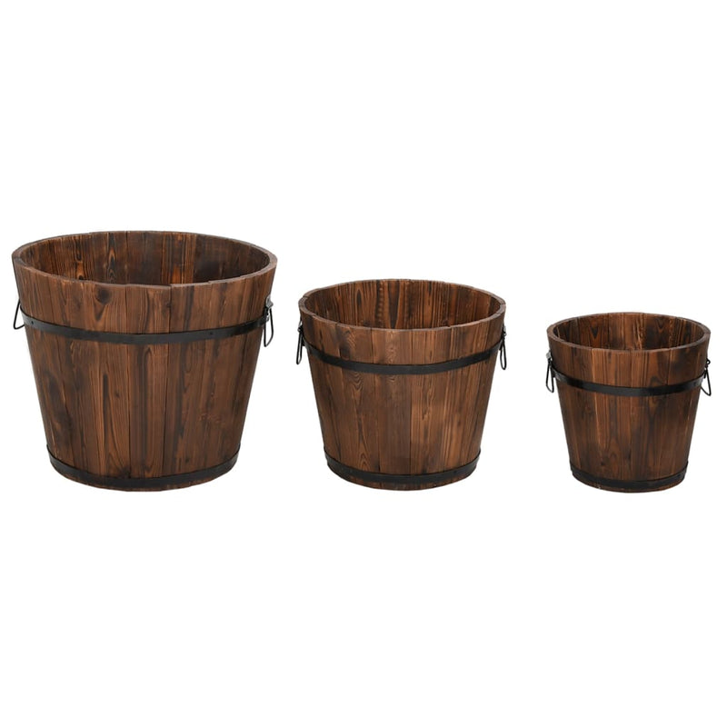 Load image into Gallery viewer, Vidaxl plantenbakset houten emmer 3-delig massief vurenhout
