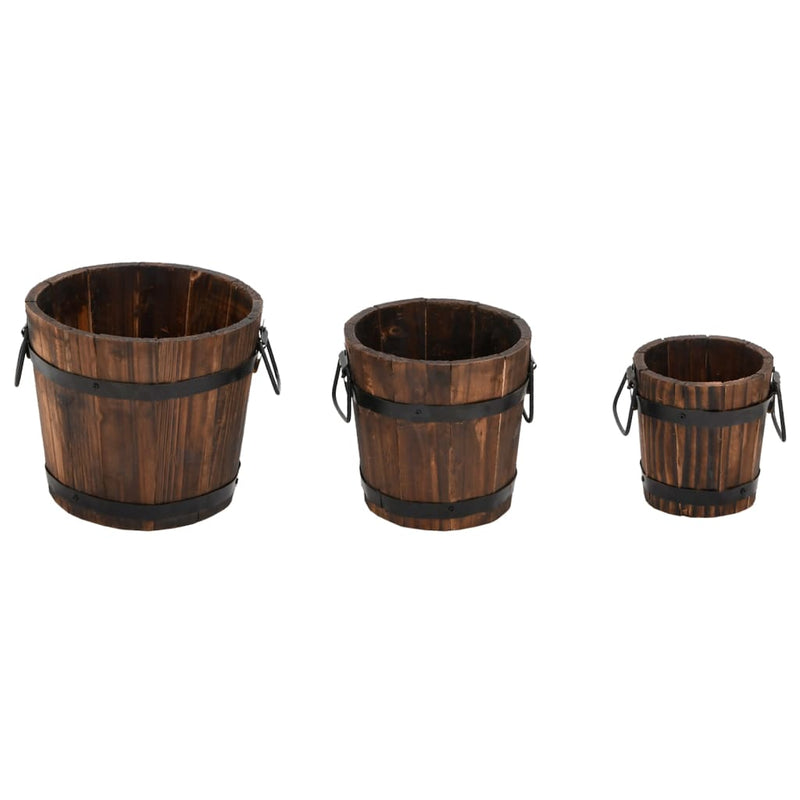 Load image into Gallery viewer, Vidaxl plantenbakset houten emmer 3-delig massief vurenhout
