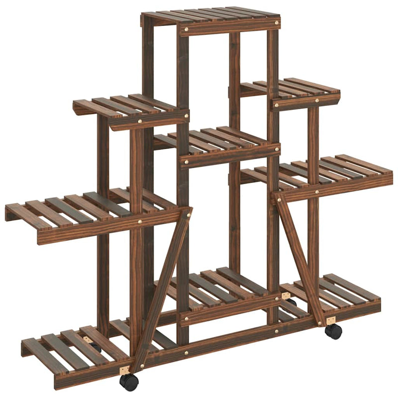 Load image into Gallery viewer, Vidaxl plantenstandaard met wielen 110x25x101 cm massief vurenhout
