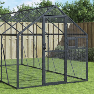 VidaXL Volière 1,79x6x1,85 m aluminium antracietkleurig
