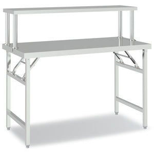 Vidaxl keukenwerktafel met bovenschap 120x60x115 cm roestvrij staal