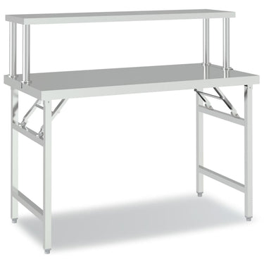 Vidaxl keukenwerktafel met bovenschap 120x60x115 cm roestvrij staal
