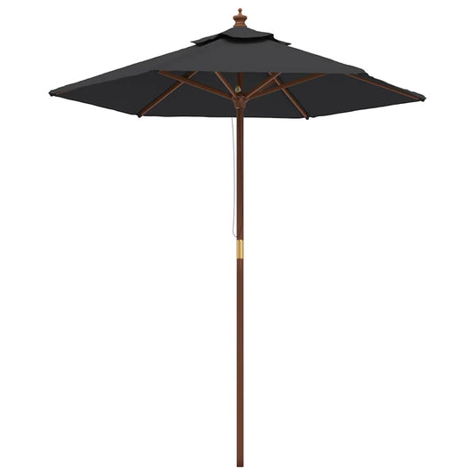 Vidaxl parasol met houten paal 196x231 cm zwart