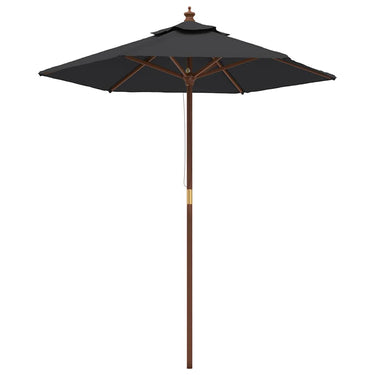 Vidaxl parasol met houten paal 196x231 cm zwart