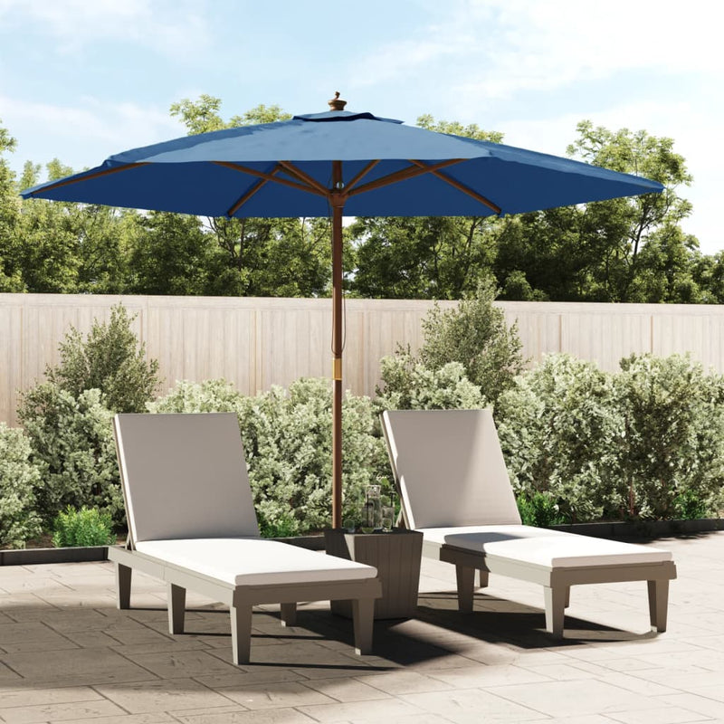 Afbeelding laden in galerijviewer, Vidaxl parasol met houten paal 299x240 cm azuurblauw
