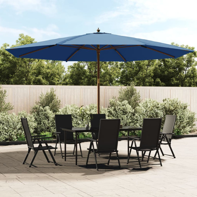 Afbeelding laden in galerijviewer, Vidaxl parasol met houten paal 400x273 cm azuurblauw

