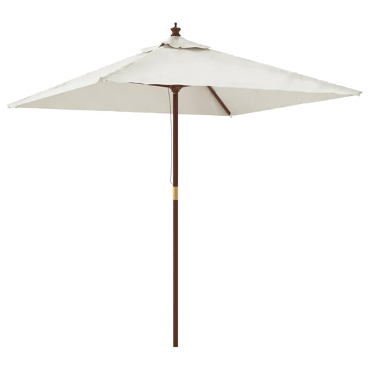 Vidaxl parasol met houten paal 198x198x231 cm zandkleurig