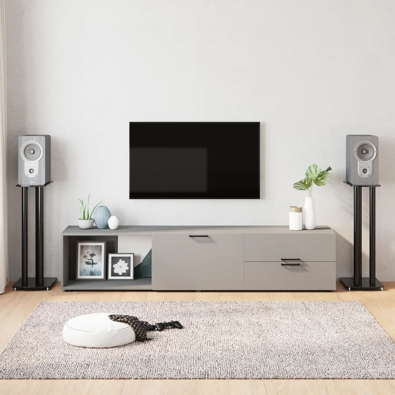 Load image into Gallery viewer, Vidaxl luidsprekerstandaards 2 st 3 pijlers gehard glas zwart
