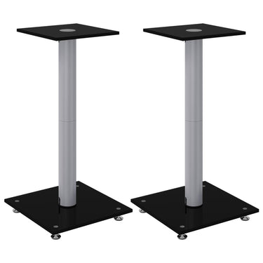 Vidaxl luidsprekerstandaards 2 st 1 pijler gehard glas zwart en zilver