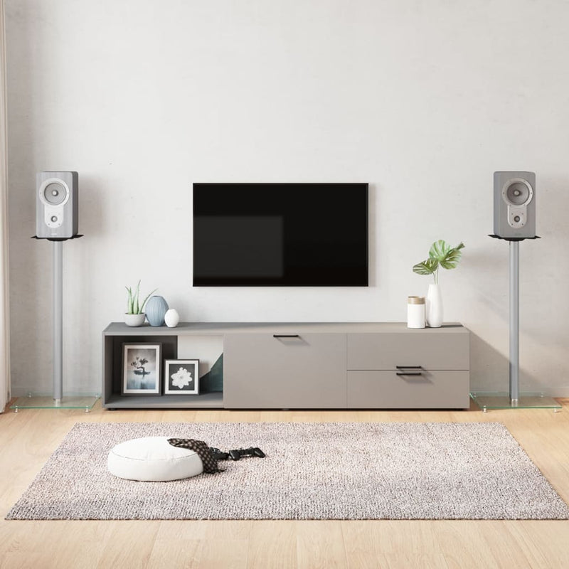 Load image into Gallery viewer, Vidaxl luidsprekerstandaards 2 st 1 pijler gehard glas zilverkleurig
