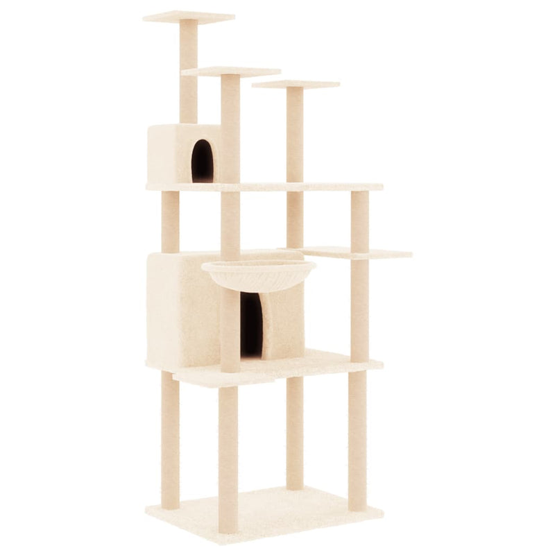 Chargez l'image dans la visionneuse de la galerie, Vidaxl kattenmeubel met sisal krabpalen 166 cm crèmekleurig
