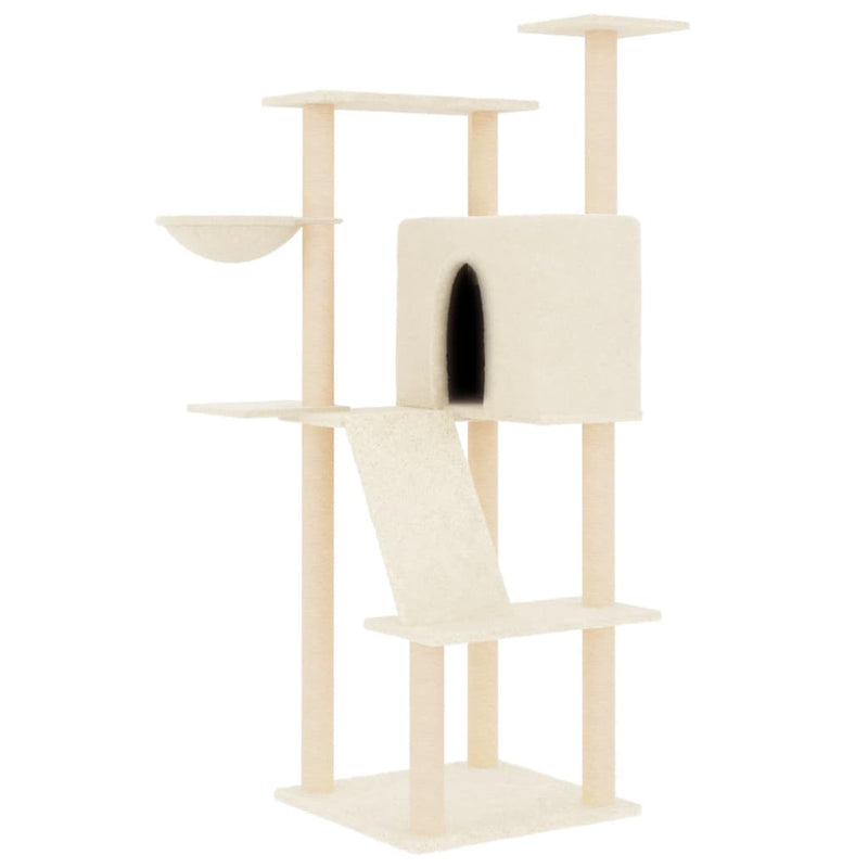 Load image into Gallery viewer, Vidaxl kattenmeubel met sisal krabpalen 143 cm crèmekleurig

