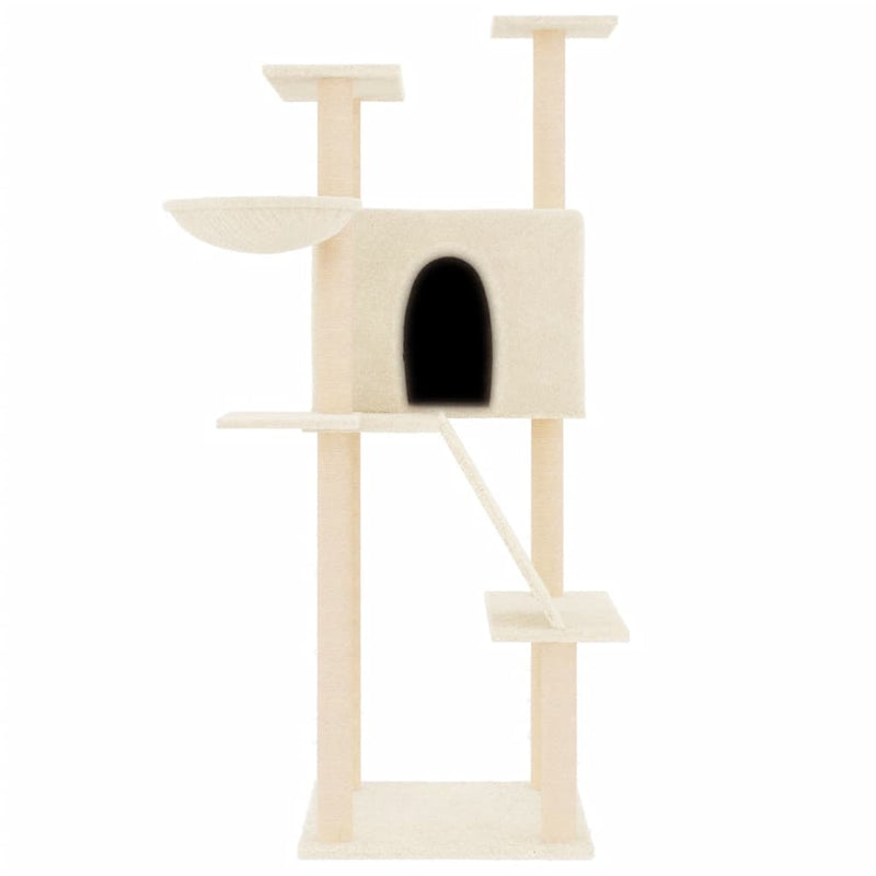 Load image into Gallery viewer, Vidaxl kattenmeubel met sisal krabpalen 143 cm crèmekleurig
