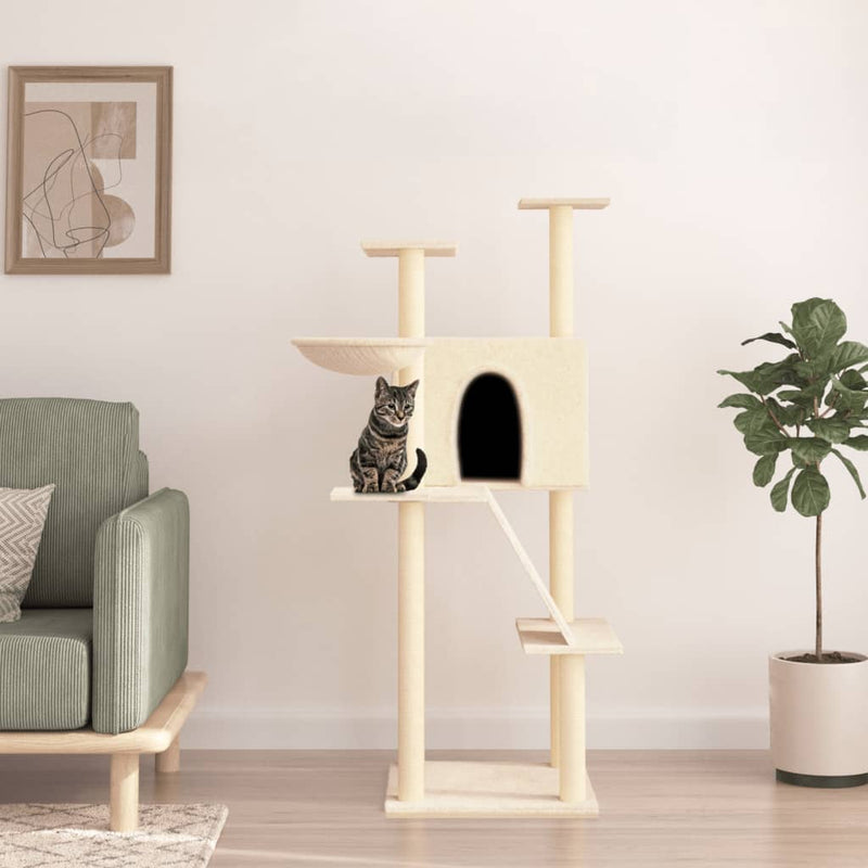 Load image into Gallery viewer, Vidaxl kattenmeubel met sisal krabpalen 143 cm crèmekleurig
