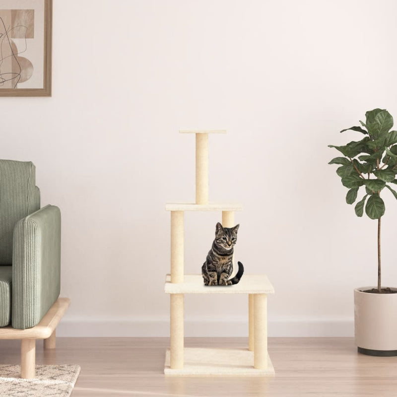 Load image into Gallery viewer, Vidaxl kattenmeubel met sisal krabpalen 111 cm crèmekleurig
