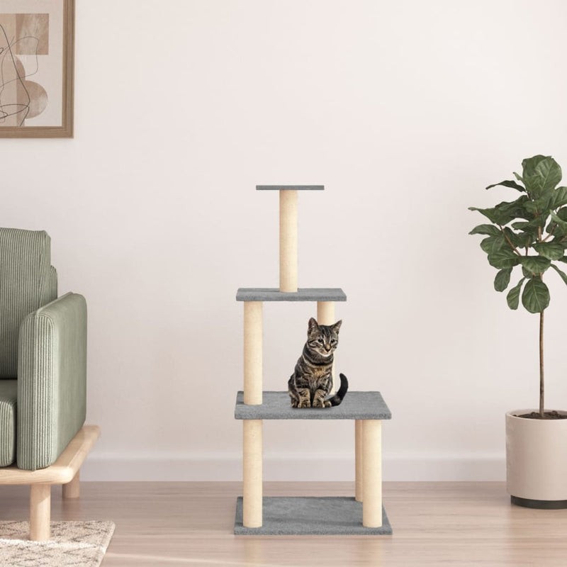 Chargez l'image dans la visionneuse de la galerie, Vidaxl kattenmeubel met sisal krabpalen 111 cm lichtgrijs
