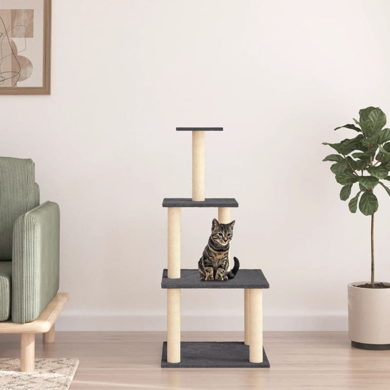 Load image into Gallery viewer, Vidaxl kattenmeubel met sisal krabpalen 111 cm donkergrijs
