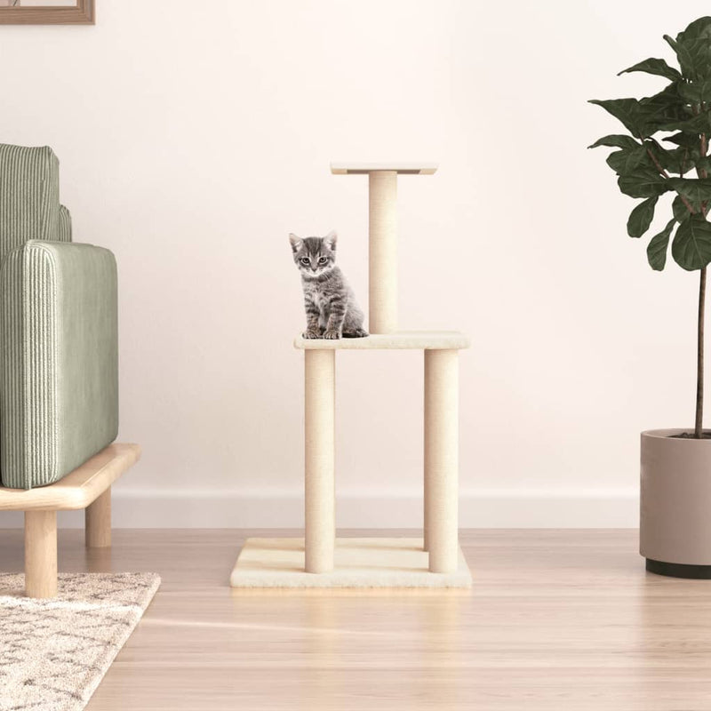 Load image into Gallery viewer, Vidaxl kattenmeubel met sisal krabpalen 85,5 cm crèmekleurig
