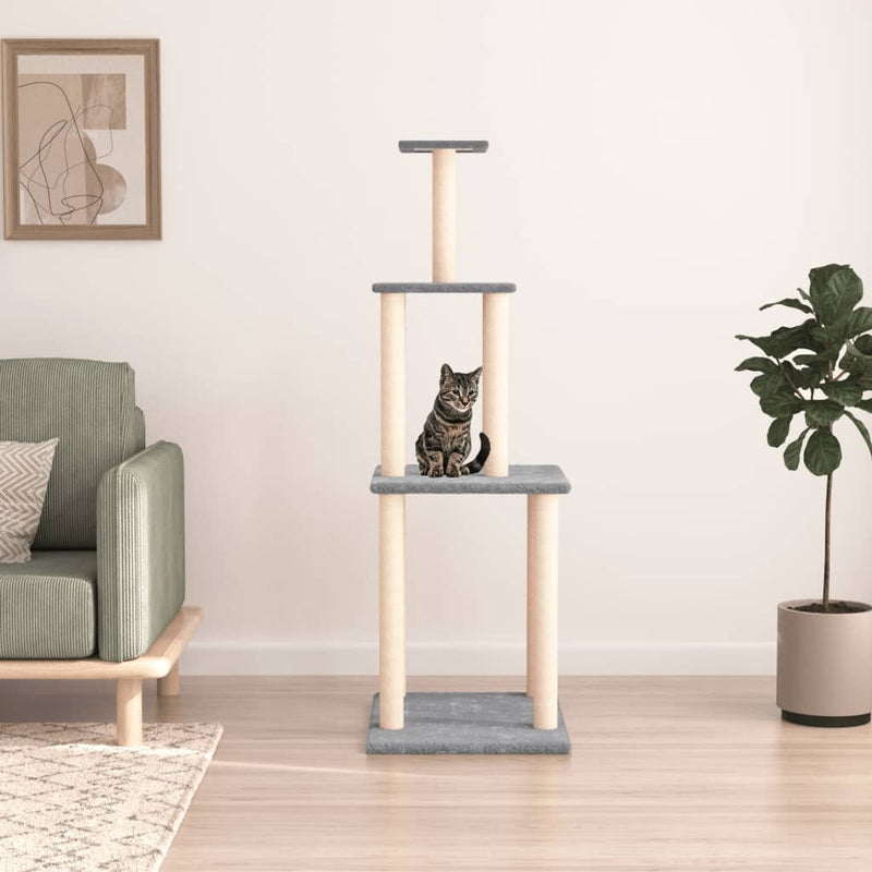 Load image into Gallery viewer, Vidaxl kattenmeubel met sisal krabpalen 149 cm lichtgrijs
