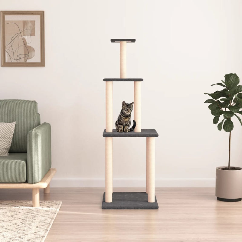 Load image into Gallery viewer, Vidaxl kattenmeubel met sisal krabpalen 149 cm donkergrijs
