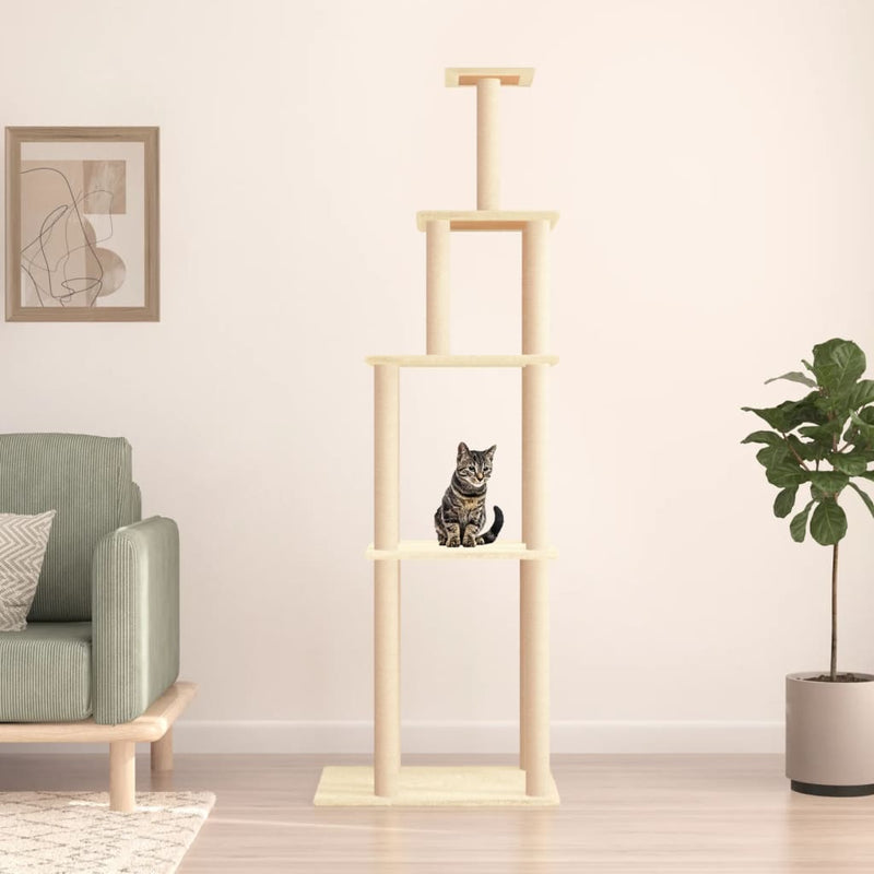 Load image into Gallery viewer, Vidaxl kattenmeubel met sisal krabpalen 183 cm crèmekleurig
