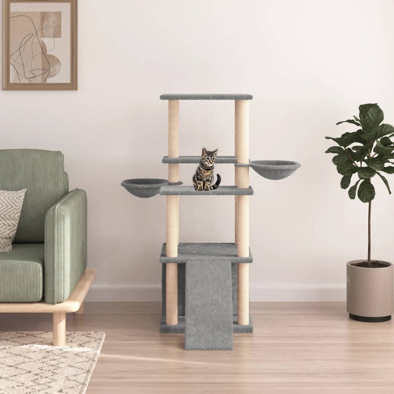 Load image into Gallery viewer, Vidaxl kattenmeubel met sisal krabpalen 133 cm lichtgrijs

