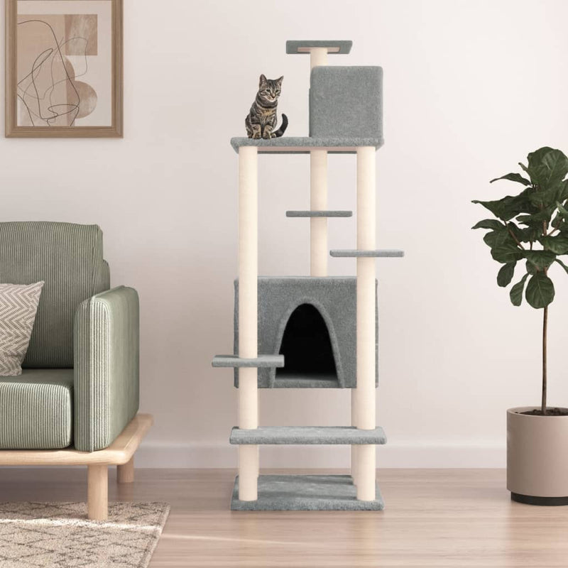 Load image into Gallery viewer, Vidaxl kattenmeubel met sisal krabpalen 154 cm lichtgrijs
