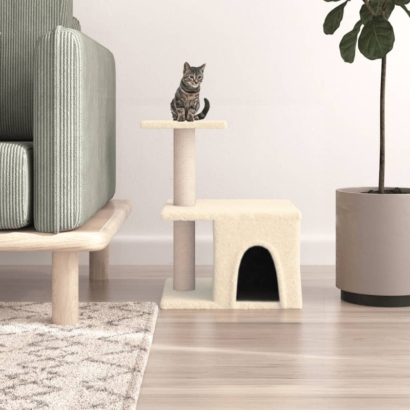 Load image into Gallery viewer, Vidaxl kattenmeubel met sisal krabpalen 48 cm crèmekleurig
