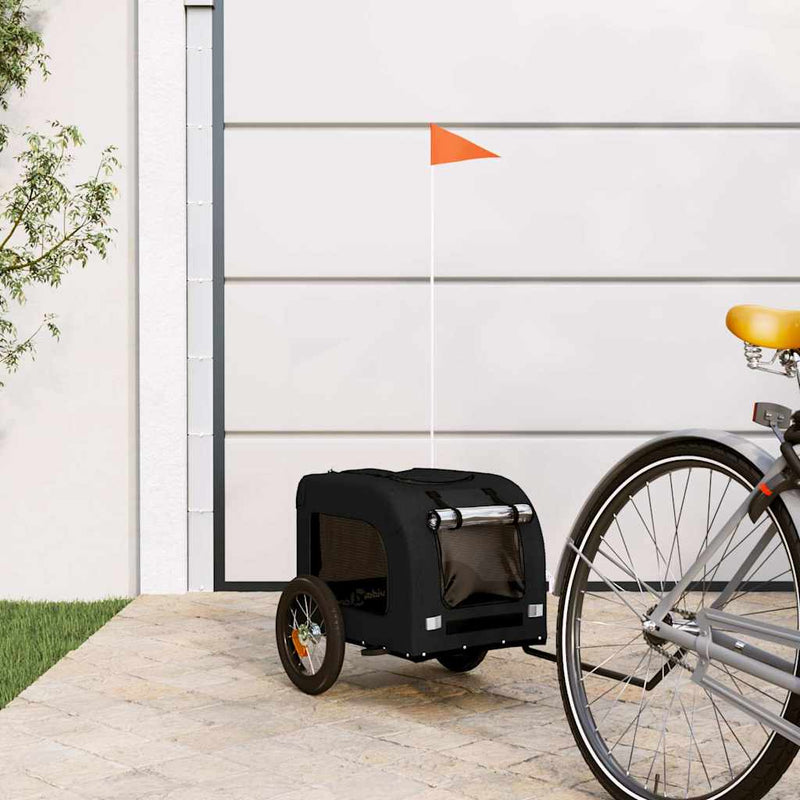 Cargue la imagen en el visor de la galería, Vidaxl hondenfietstrailer oxford stof en ijzer zwart

