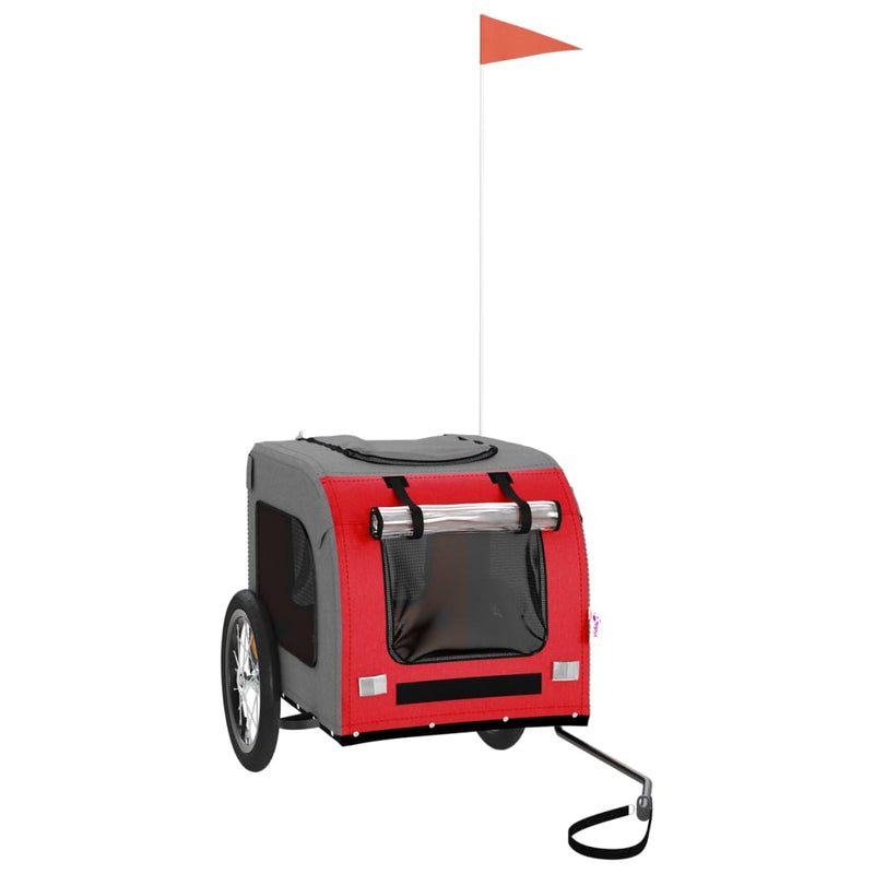 Load image into Gallery viewer, Vidaxl hondenfietstrailer oxford stof en ijzer rood en grijs
