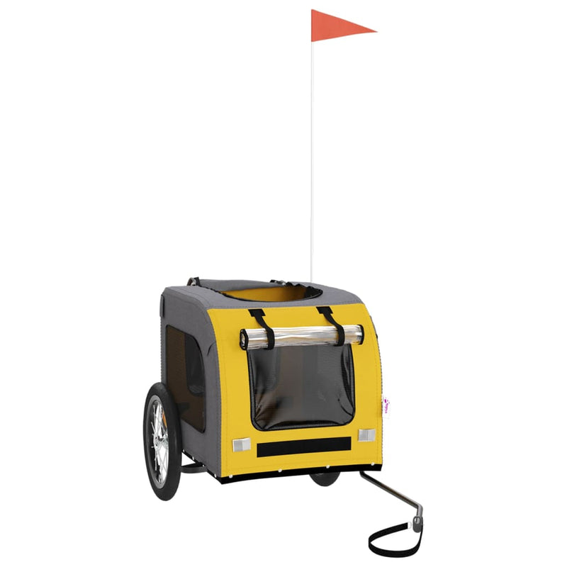 Load image into Gallery viewer, Vidaxl hondenfietstrailer oxford stof en ijzer geel en grijs
