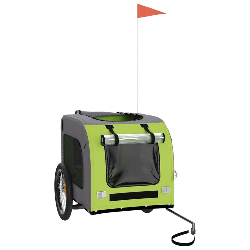 Load image into Gallery viewer, Vidaxl hondenfietstrailer oxford stof en ijzer groen en grijs
