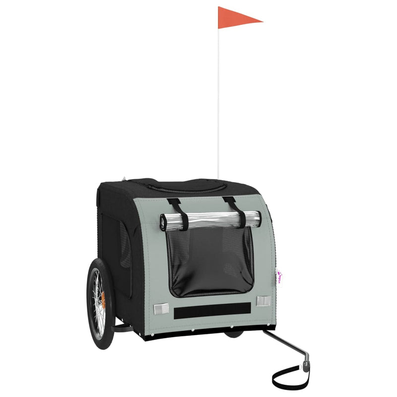 Load image into Gallery viewer, Vidaxl hondenfietstrailer oxfordstof en ijzer grijs en zwart
