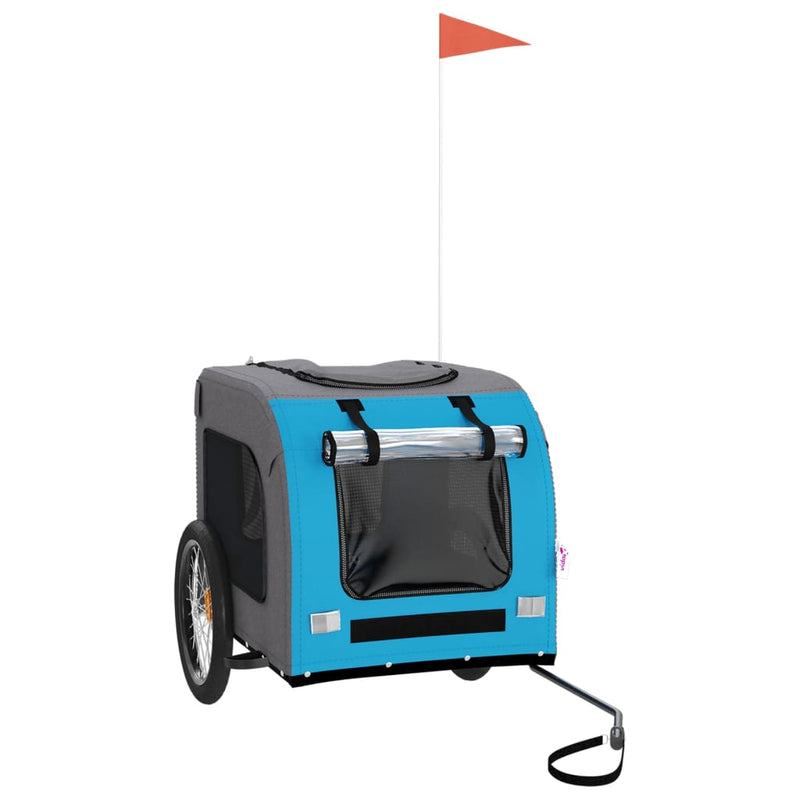 Load image into Gallery viewer, Vidaxl hondenfietstrailer oxfordstof en ijzer blauw en grijs
