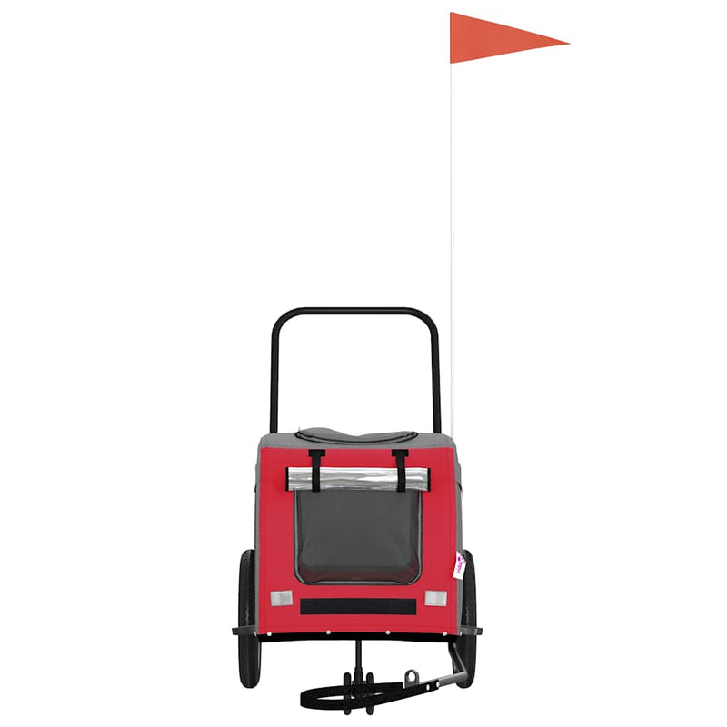 Cargue la imagen en el visor de la galería, Vidaxl fietskar voor huisdieren rood en grijs 124,5 x 63,5 x 53 cm
