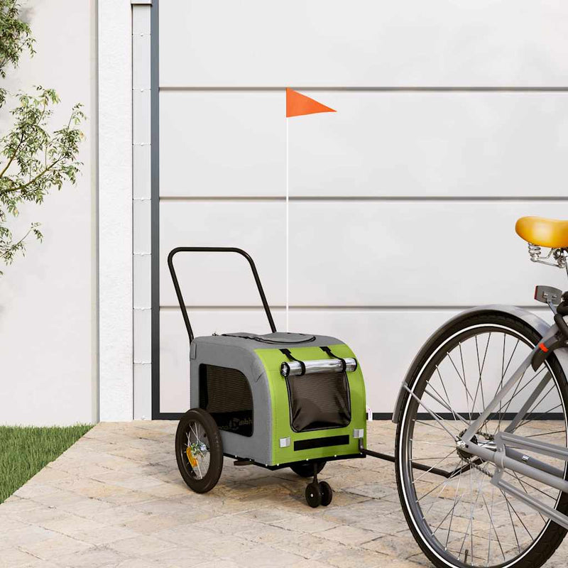 ギャラリービューアに画像をロードする, Vidaxl fietskar voor huisdieren groen en rood 124,5 x 63,5 x 53 cm
