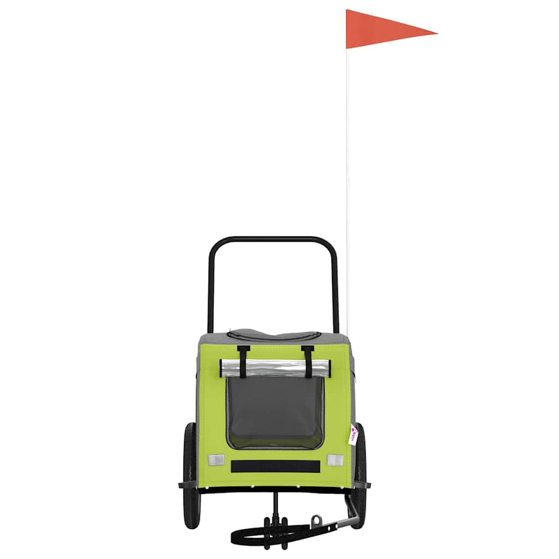 ギャラリービューアに画像をロードする, Vidaxl fietskar voor huisdieren groen en rood 124,5 x 63,5 x 53 cm
