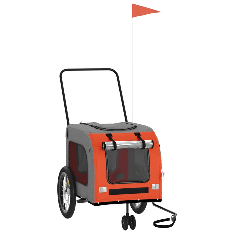 Load image into Gallery viewer, Vidaxl hondenfietstrailer oxford stof en ijzer oranje en grijs
