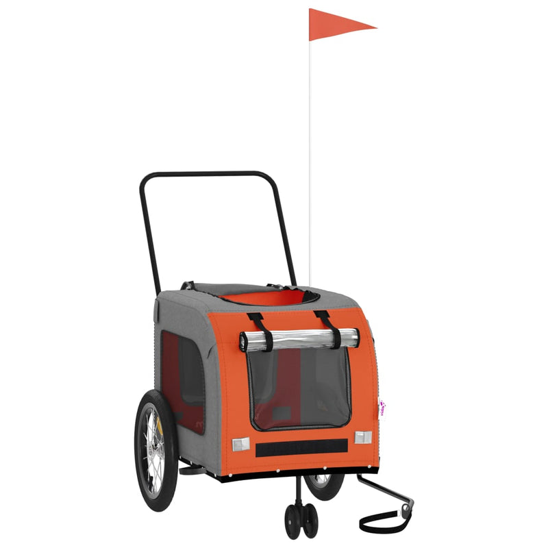 Load image into Gallery viewer, Vidaxl hondenfietstrailer oxford stof en ijzer oranje en grijs
