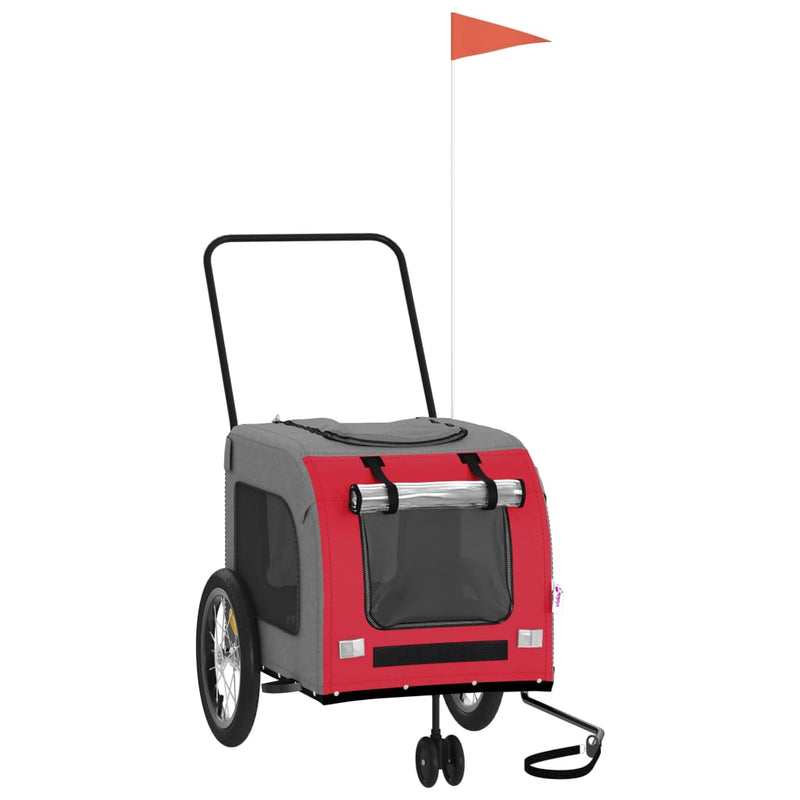 Load image into Gallery viewer, Vidaxl hondenfietstrailer oxford stof en ijzer rood en grijs
