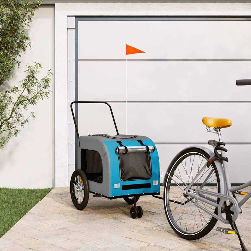 Load image into Gallery viewer, Vidaxl hondenfietstrailer oxford stof en ijzer blauw en grijs
