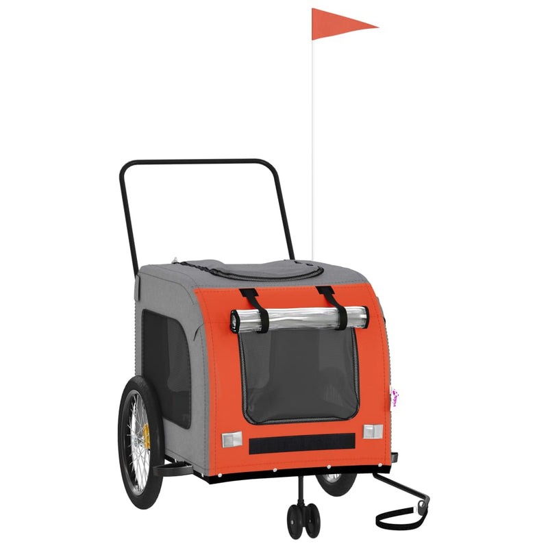Load image into Gallery viewer, Vidaxl hondenfietstrailer oxford stof en ijzer oranje en grijs

