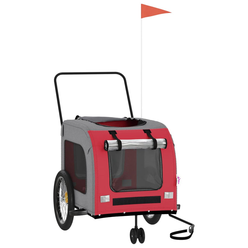 Load image into Gallery viewer, Vidaxl hondenfietstrailer oxford stof en ijzer rood en grijs
