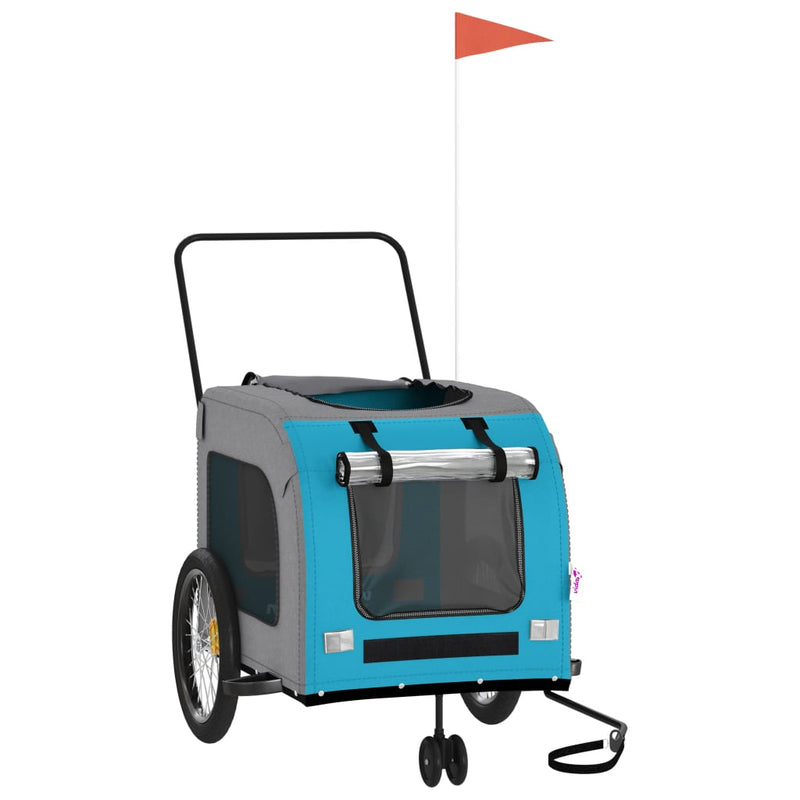Load image into Gallery viewer, Vidaxl hondenfietstrailer oxford stof en ijzer blauw en grijs
