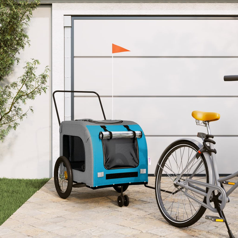 Load image into Gallery viewer, Vidaxl hondenfietstrailer oxford stof en ijzer blauw en grijs
