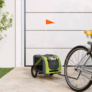 Vidaxl hondenfietstrailer oxford stof en ijzer groen en grijs